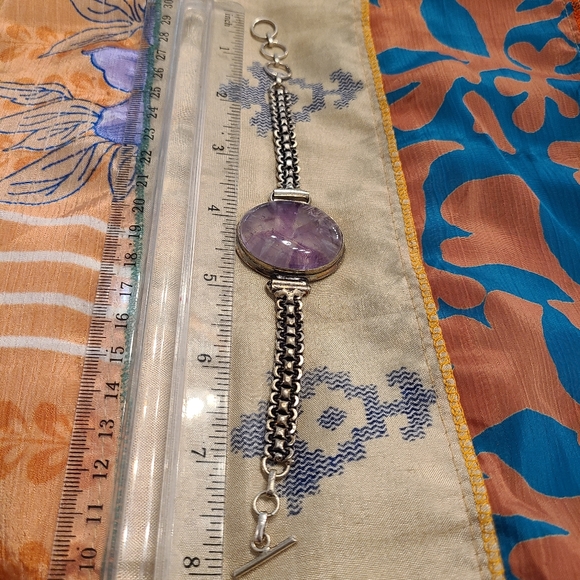 Amethyst bracelet Sterling silver over alloy - Picture 2 of 3